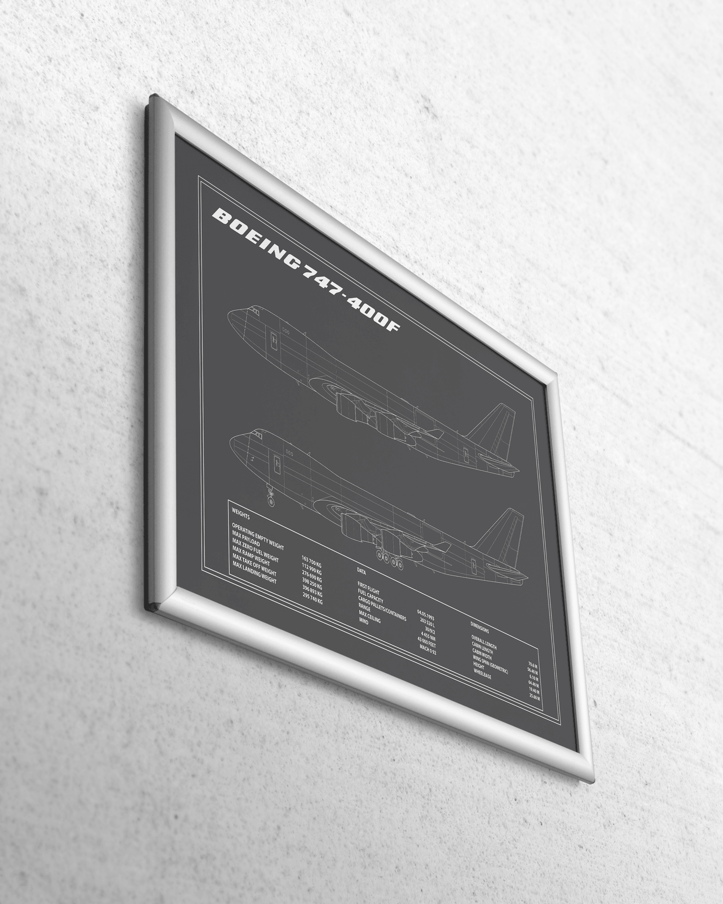 Boeing 747 Freighter Blueprint Poster