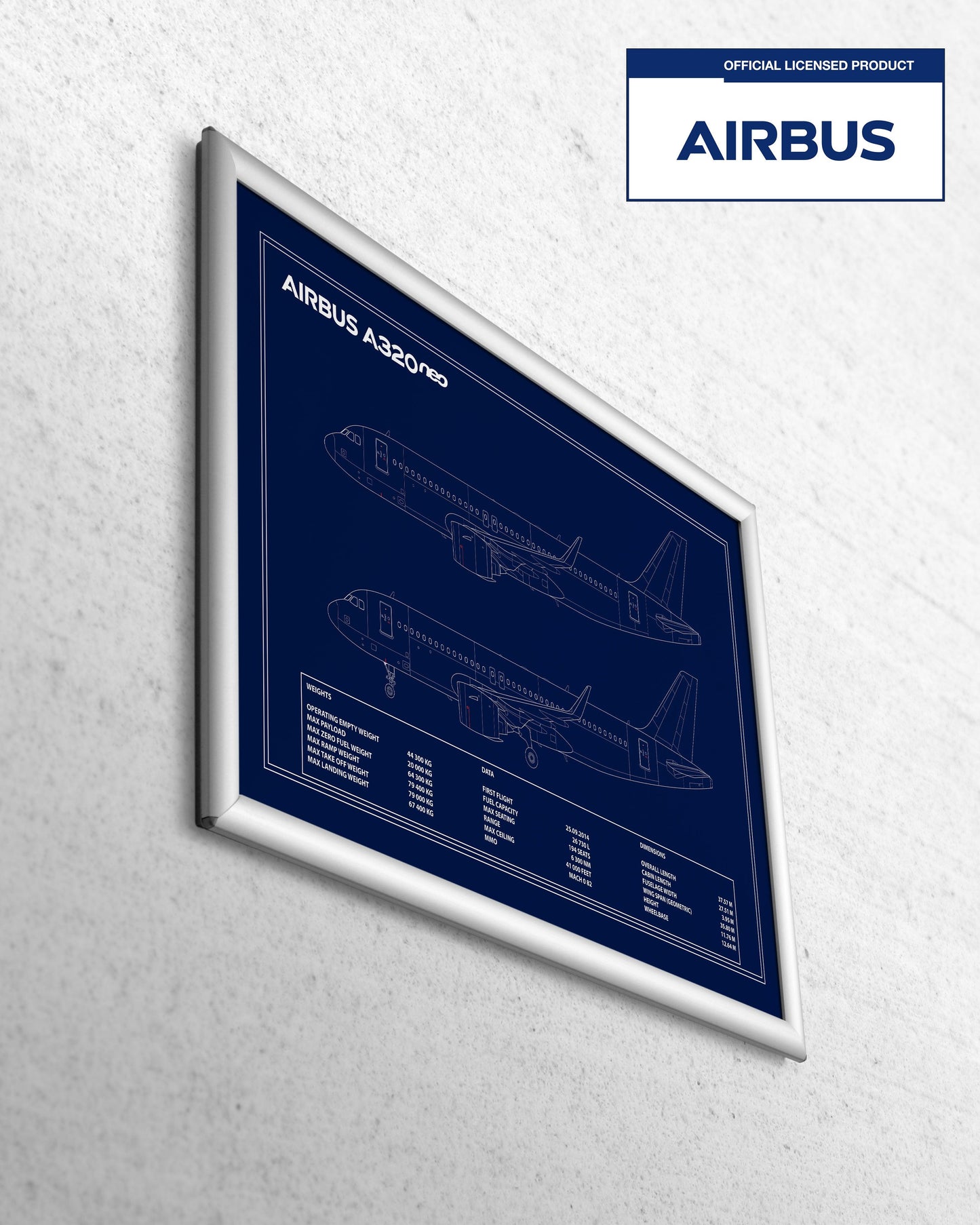 Airbus A320 neo Blueprint Poster