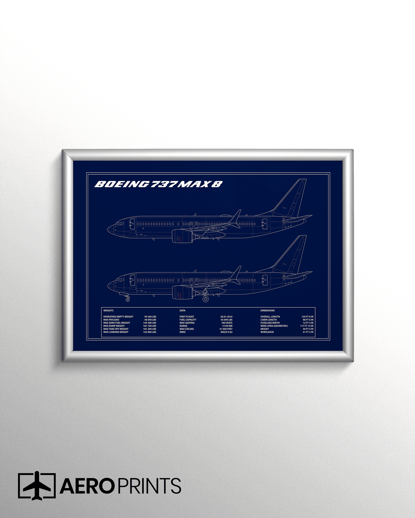 BOEING 737 MAX 8 BLUEPRINT - Aeroprints Shop