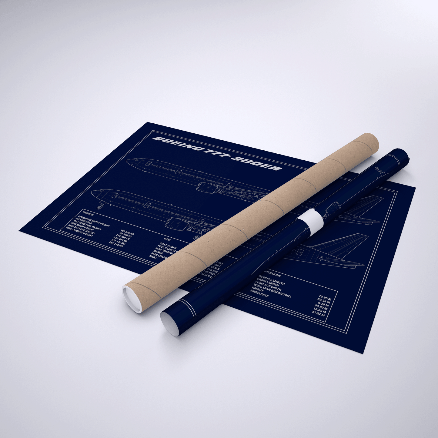 Boeing 777 Blueprint Poster