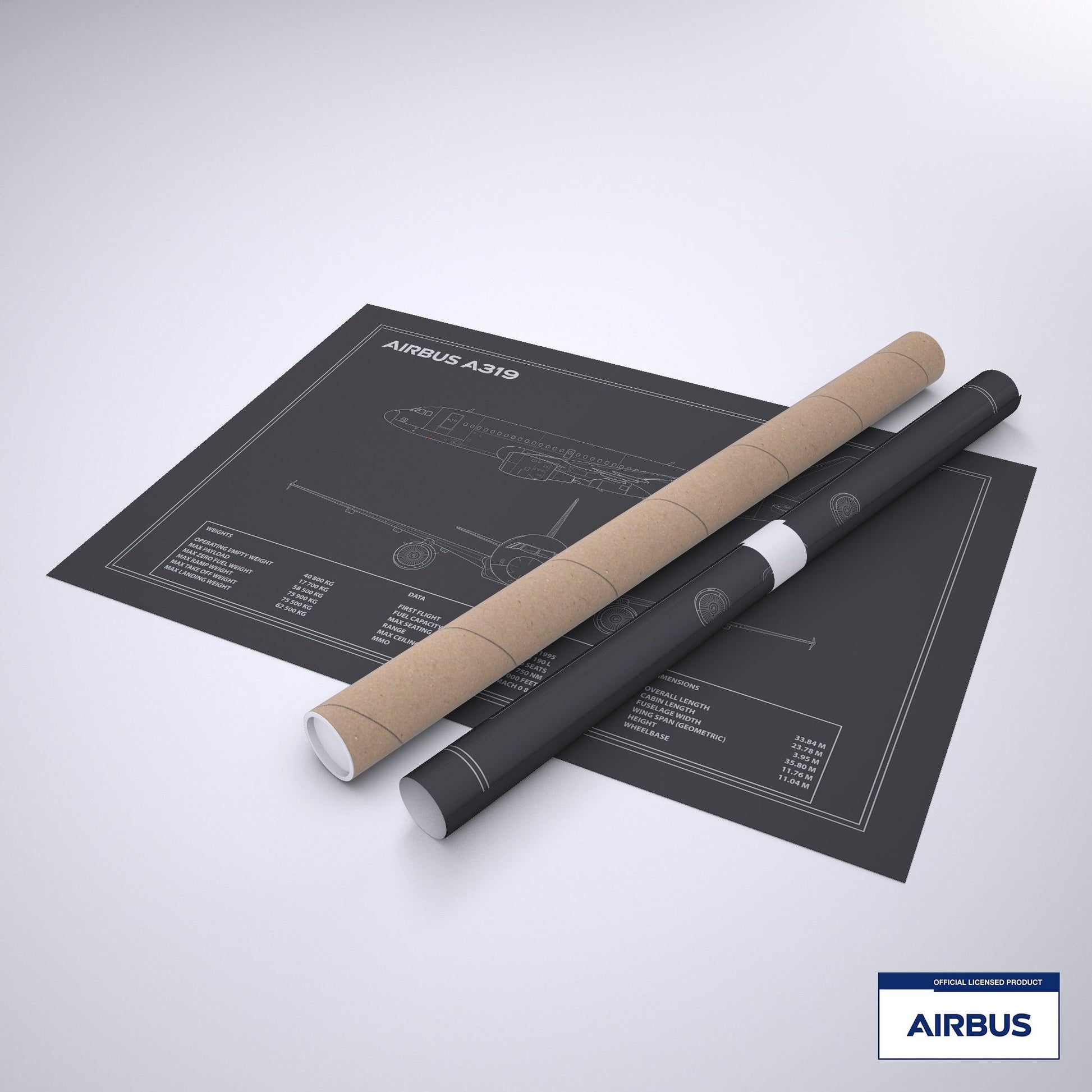 Airbus A319 Blueprint Poster 
