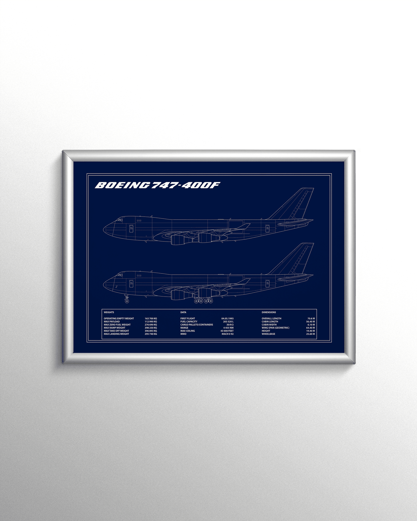Boeing 747 Freighter Blueprint Poster