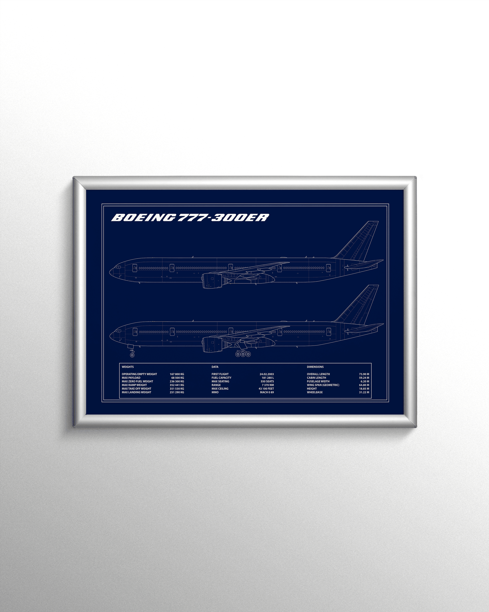 Boeing 777 Blueprint Poster