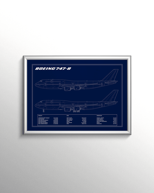 Boeing 747-8 Blueprint Poster