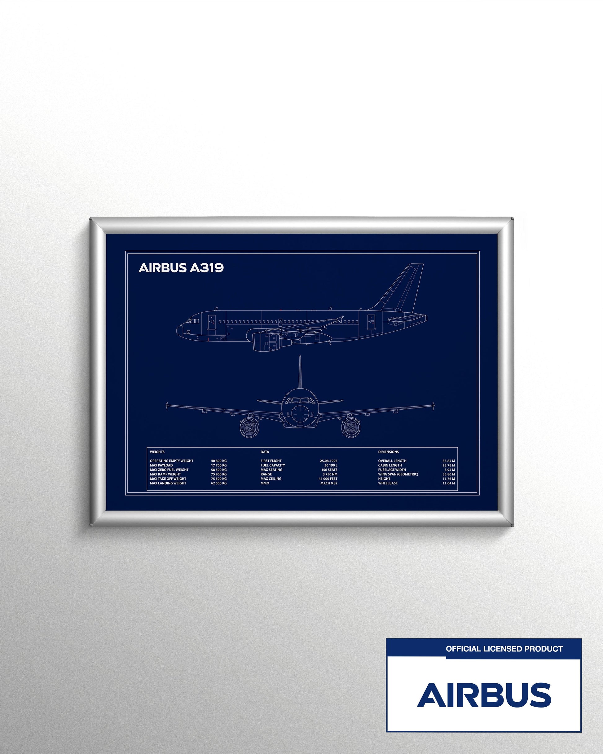Airbus A319 Blueprint Poster