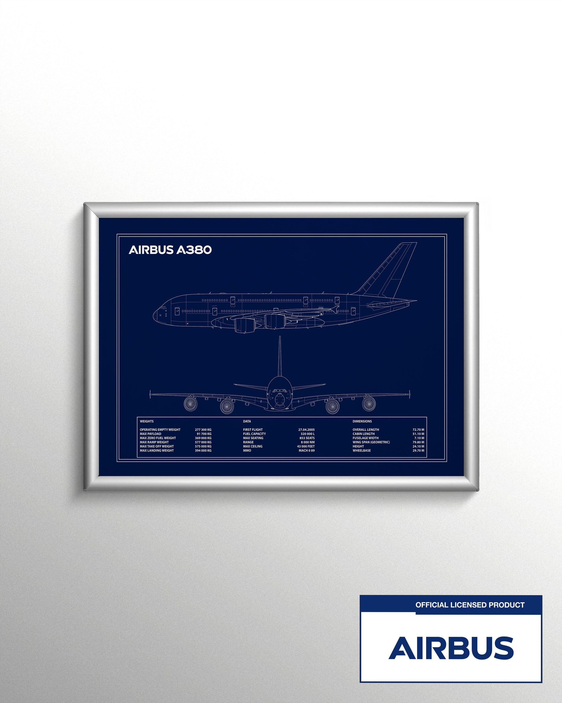 Airbus A380 Blueprint Poster