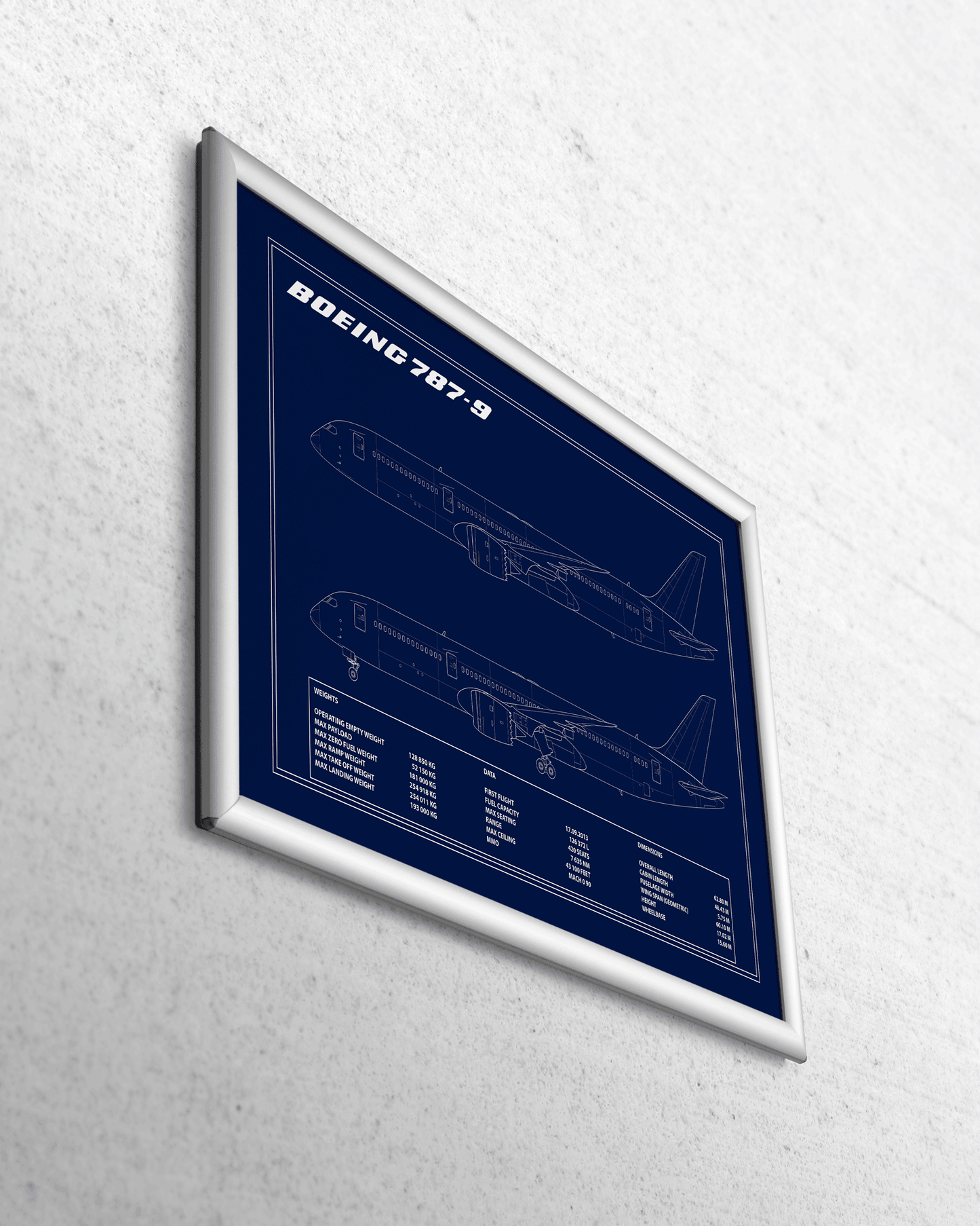 Boeing 787 Blueprint Poster