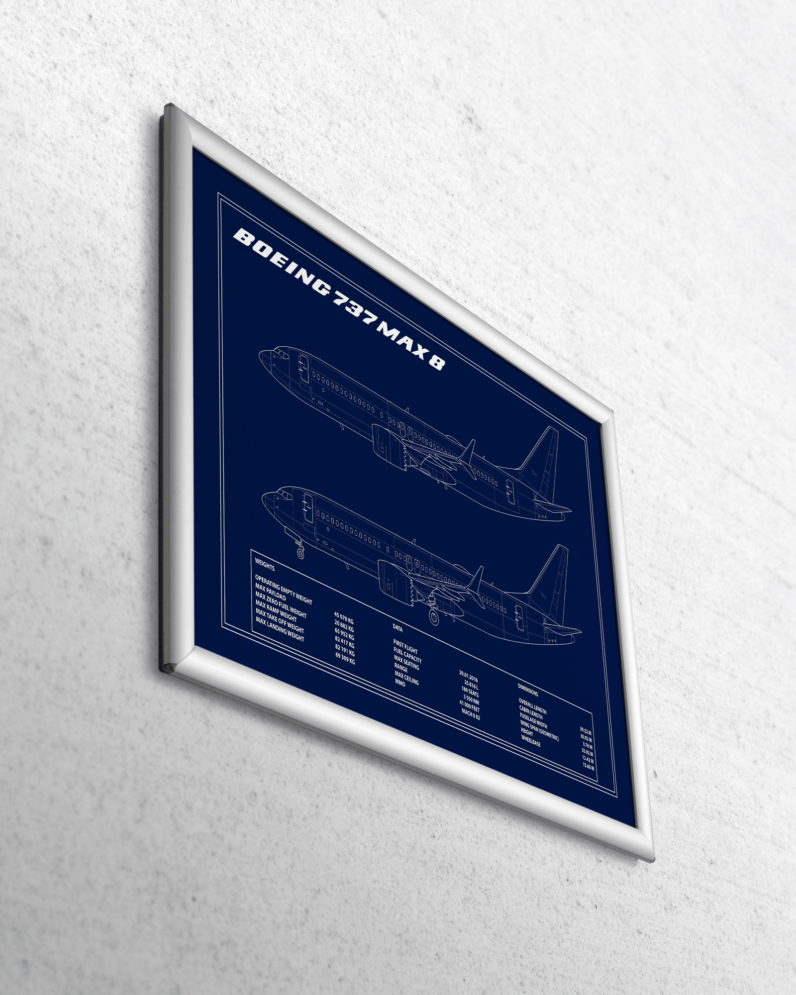 Boeing 737 MAX Blueprint Poster