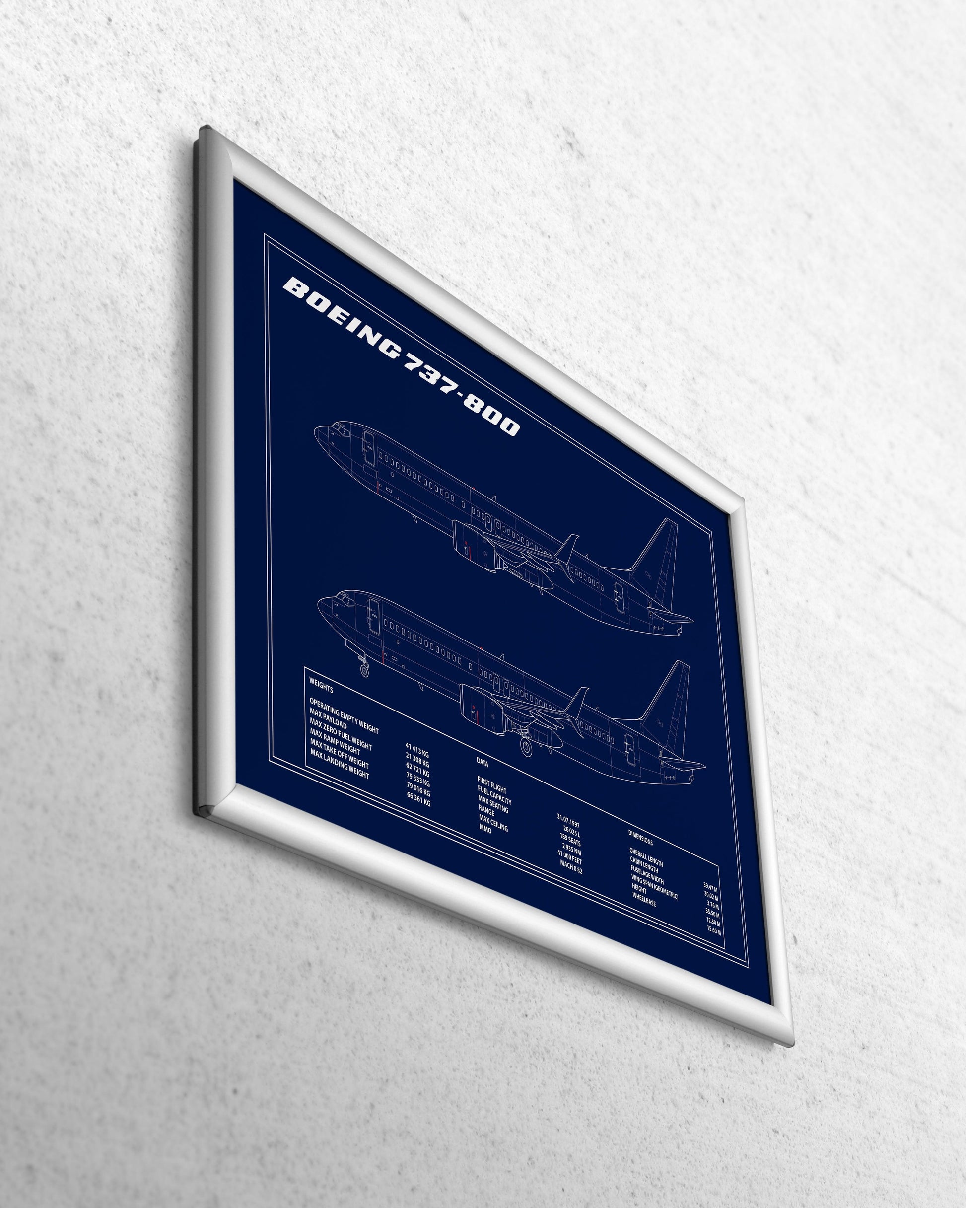 Boeing 737-800 Blueprint Poster
