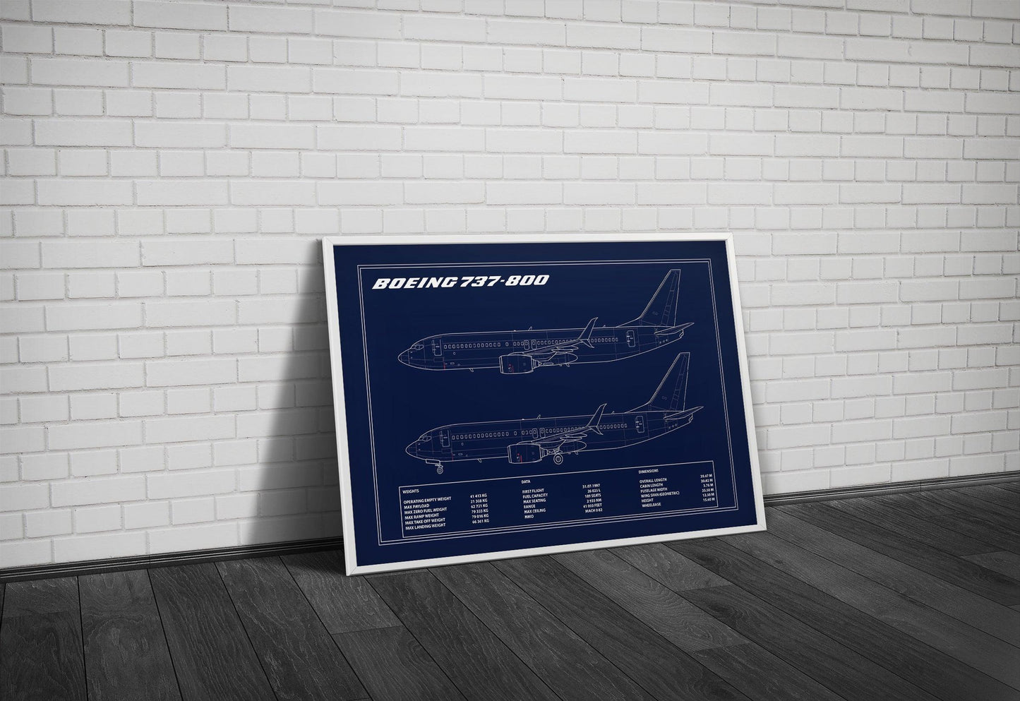 Boeing 737-800 Blueprint Poster