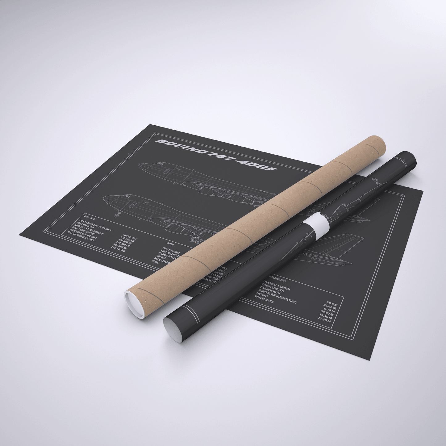 Boeing 747 Freighter Blueprint Poster