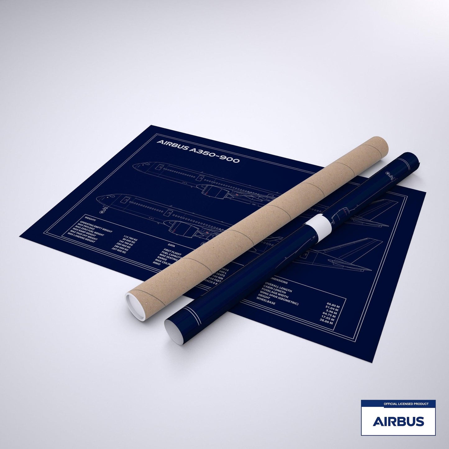 Airbus A350 Blueprint Poster