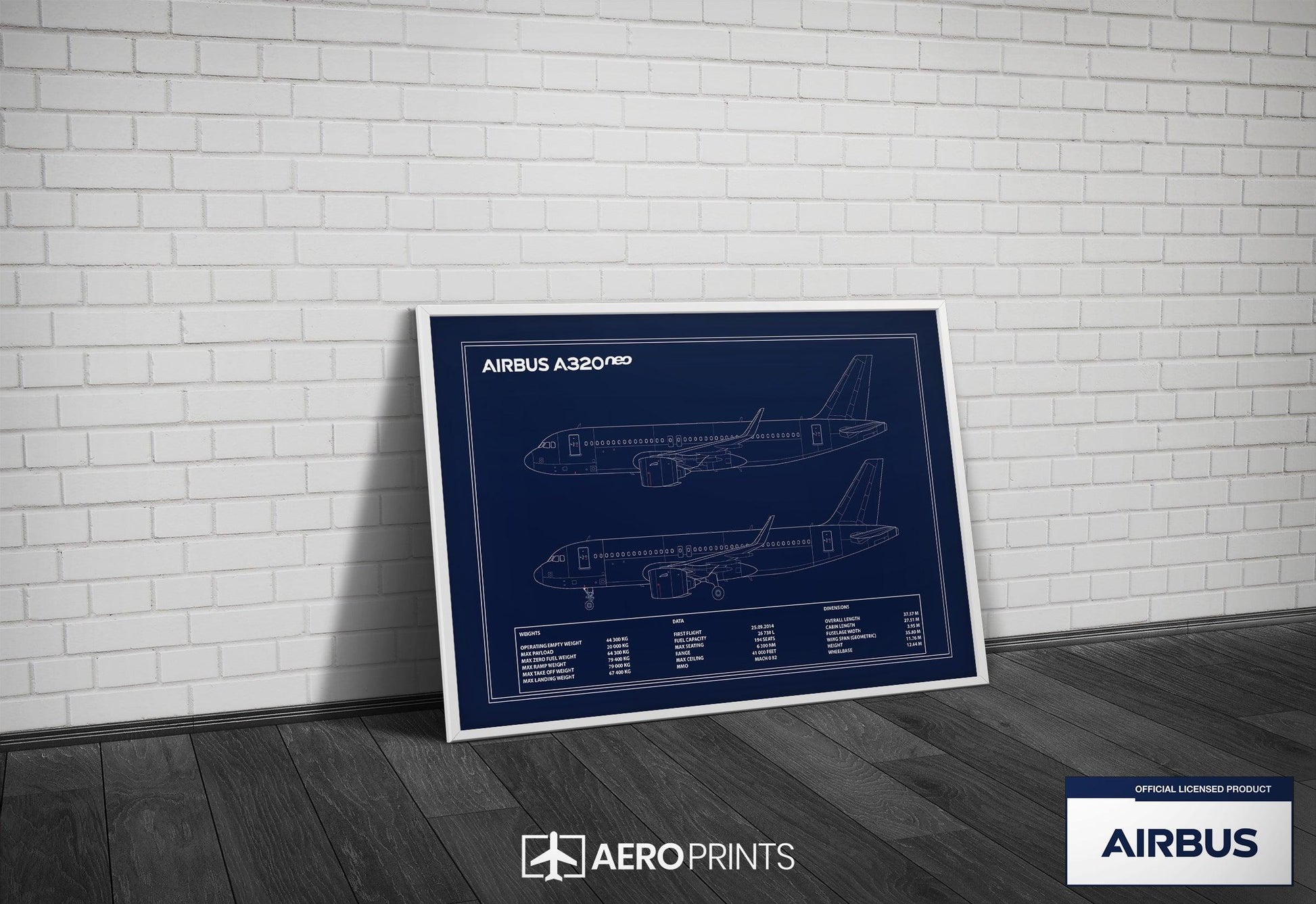 Airbus A320 neo Blueprint Poster